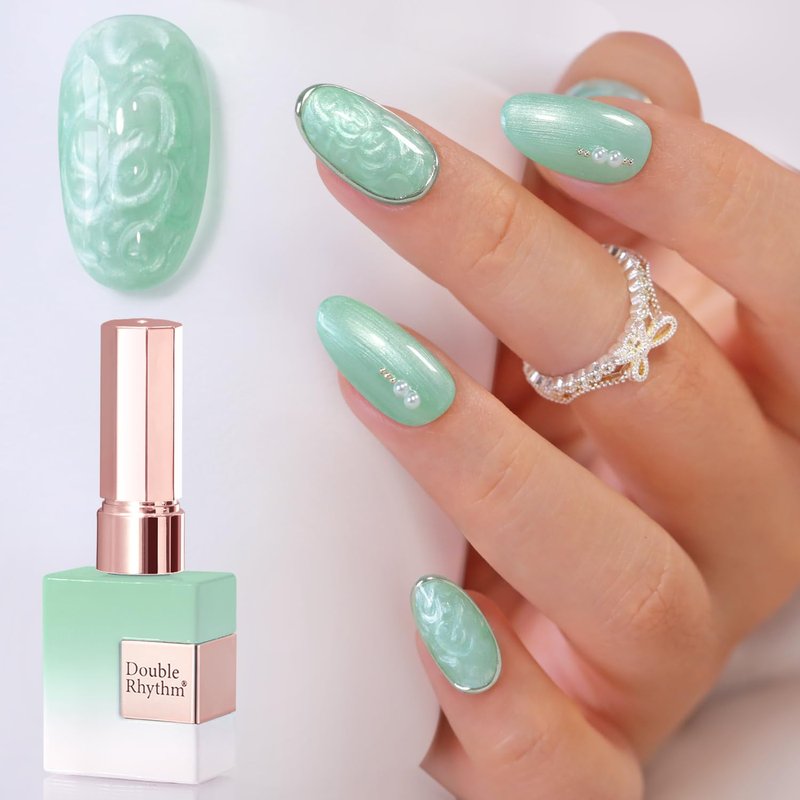 Gel Nail Polish - Double Rhythm 15ML Soak Off Pearl Green for DIY Manicure | Art Salon Quality