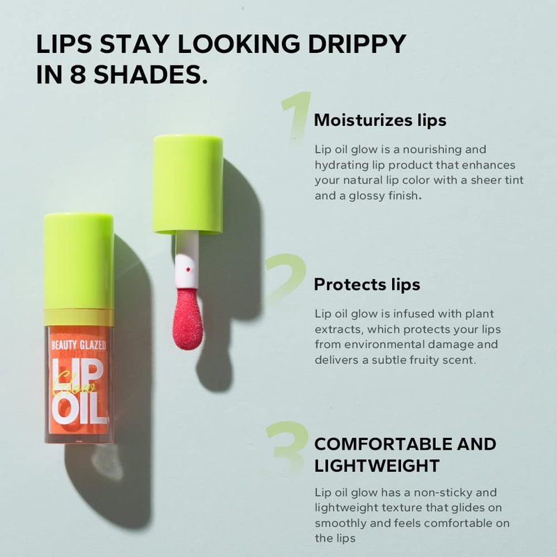 MYUANGO Lip Oil Moisturizing, Hydrating Lip Care Lip Tint, Shiny Lip Glow Vegan Plumping Lip Gloss for Dry Lips (101, STANDARD SIZE)
