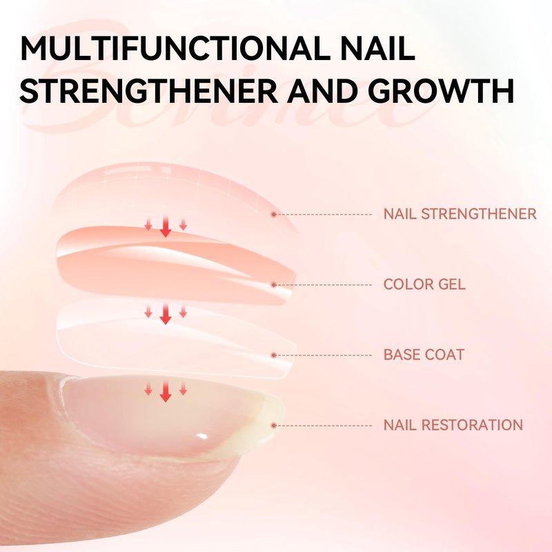 Bevimee Nail Strengthener Natural Nails Hardener Extra Strong and Growth Nude Nail Repair Strengthening Polish Ridge Filler for Weak and Damaged Nails 12ML