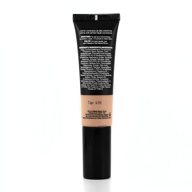 Palladio Full-Coverage CC Cream - Oil-Free Color Correction with Peptides & Vitamin C | Tan 41N