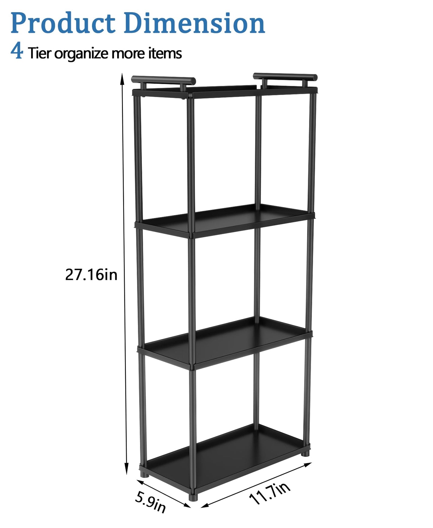 VOTZAAQ Matte Black 4 Tier Bathroom Organizer Countertop, Stainless Steel Perfume Tray and Vanity Countertop Shelf, Makeup Skin Care Bathroom Organizers and Storage for Dresser, Kitchen