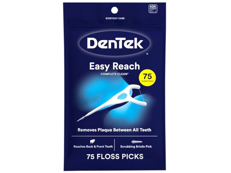 DenTek Floss Picks - Complete Clean Easy Reach, No Break & No Shred | 75-Count, 3 Pack