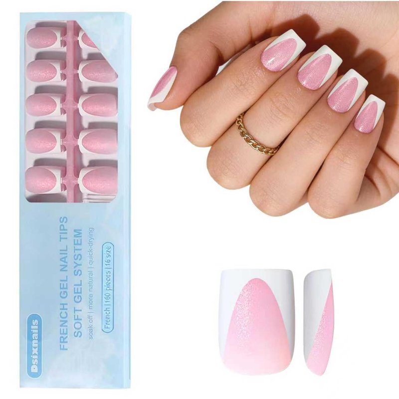 Dsixnails Press on Nails, Soft Gel Nail Tips, Long lasting Acrylic Fake Nails, No Need to File False Nail Tips Extension for Women Girl Nails