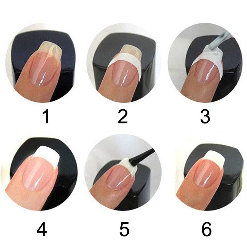 BlingKingdom 576pcs 12 Sheets French Nail Self-Adhesive Stickers Stencils Manicure Nail Tips Smile Line Guide for Women Girls - Moon Shape Design