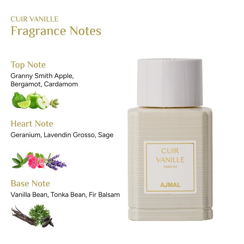 Ajmal Oud Marquis Cuir Vanille Eau de Parfum for Men – 3.4 fl oz| Luxury Vanilla Perfume | Long Lasting Blend of Leather, Amber & Musk | | Made in France | Crafted in Dubai | Exclusive for USA