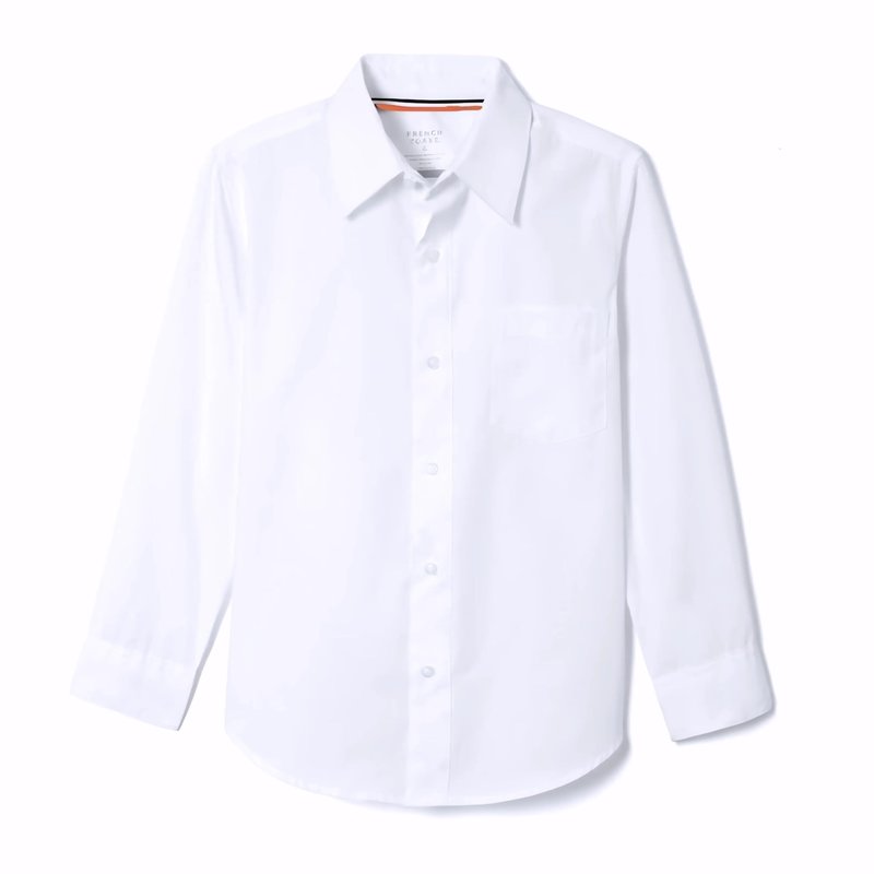 French Toast Boys' Expandable Collar Button Down Dress Shirt with Long Sleeves (Standard & Husky), White, 6