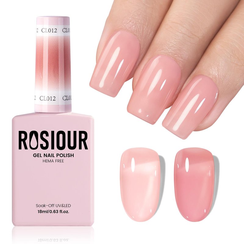 HEMA and TPO Free Sheer Nude Pink Gel Nail Polish - 18 ML Milky Pink Nail Polish Gel for Women Girls Gift, Long Lasting Neutral Jelly Clear Light Color Soak Off Cured for Home Nail Art Salon DIY