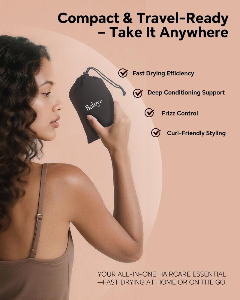 Boloye Hair Dryer Bonnet Attachment – 28.5" XL Hooded Dryer Cap for Faster Drying & Deep Conditioning, Extra-Large Space Fits Thick, Curly Hair & Styling Tools (Black, Extra Large)