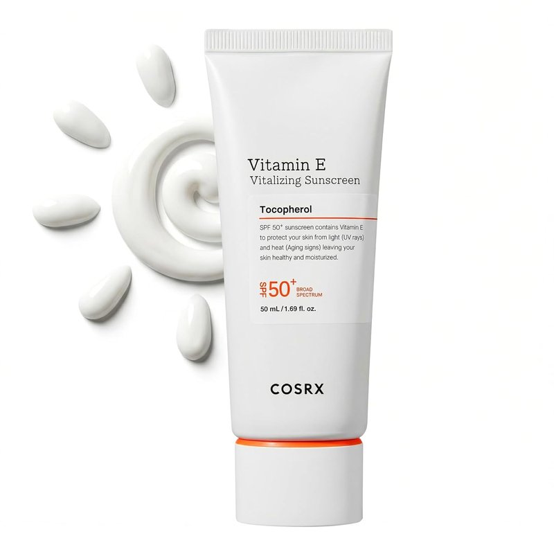 COSRX Vitamin E Sunscreen SPF 50 - Lightweight, Non-Sticky Formula for Oily Skin | Hydrating, Natural Glow, 1.69 fl oz