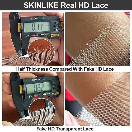 SKINLIKE Real HD Lace Frontal Human Hair Pre Plucked Natural Hairline Invisible Closure Ultra Thin Swiss HD Lace Bleach Knots Closure Human Hair with Baby Hair (5x5 Hd Straight, 14 inch)