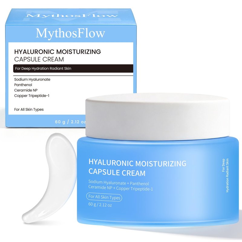 Hyaluronic Capsule Cream - Lightweight Moisturizing Gel for Glowing Skin | Ceramides & Peptides | 2.12 oz
