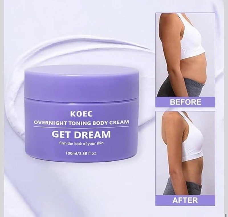 BEAUTIVANA KOEC Get Dream Overnight Toning Body Cream, Anti-Cellulite Firming Treatment with Passion Fruit Oil, Shea Butter, Lavender Oil, 3.38 Fl Oz