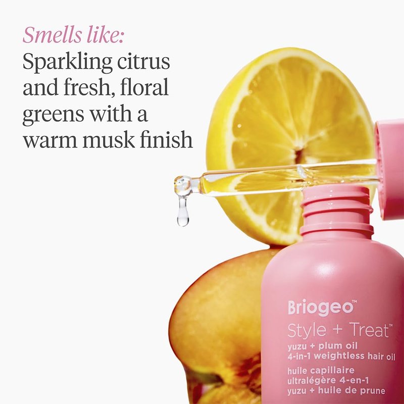 Briogeo Style + Treat 4-in-1 Weightless Hair Oil | Silicone-Free Heat Protectant, Frizz Control & Shine for Fine to Medium Hair | Vegan & Cruelty-Free | 1.5 oz