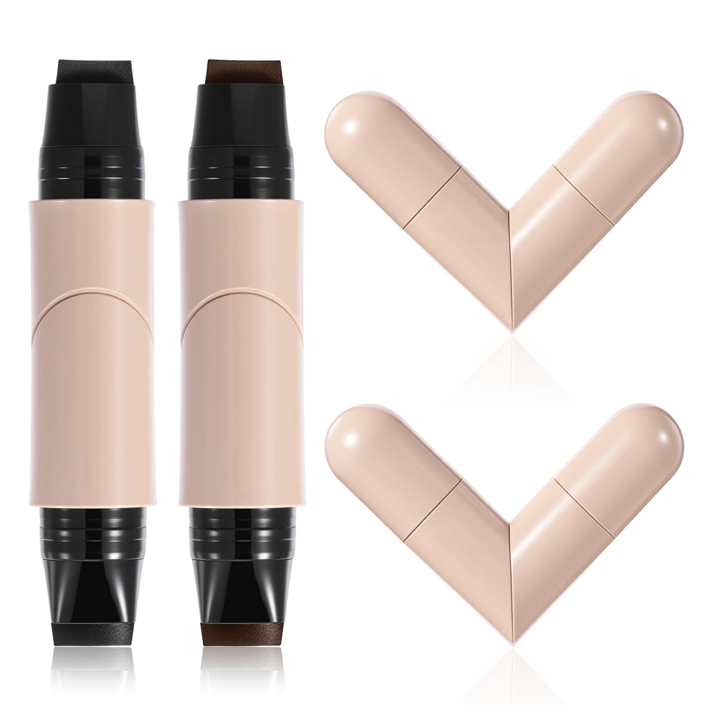 Thrymme 2PCS Winged Eyeliner Stamp Brown and Black, Stamp Wing Eyeliner, Long Lasting Waterproof for Winged Cat Eye, Easy Beginner Stamps & Precision Brush (Brown and Black)