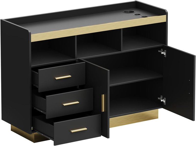 Salon Storage Cabinet - Freestanding Hair Styling Station with 3 Drawers & Hot Tool Holders | Beauty Spa Equipment