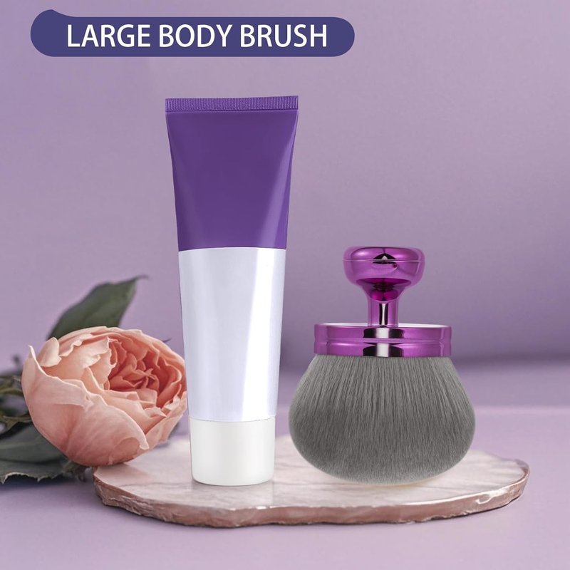 Extra Large Body Makeup Brush - Self Tanner Applicator with Drawstring Bag | 3.2 Inch for Face, Legs, and Body (Purple)