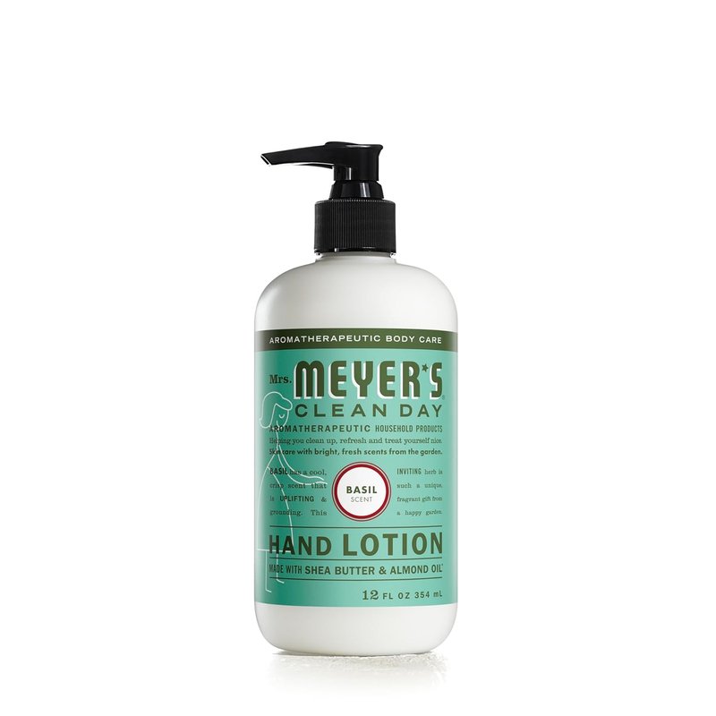MRS. MEYER'S CLEAN DAY Hand Lotion - Non-Greasy Moisturizer with Essential Oils | Basil, 12 oz