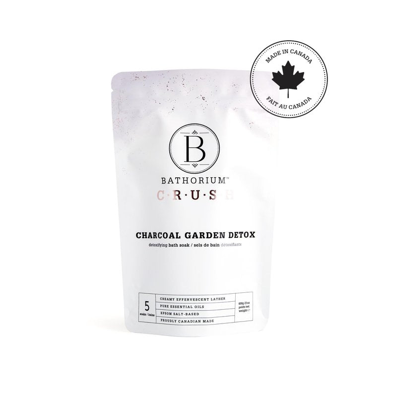 Bathorium Charcoal Garden Detox Crush, Purifying Bath Soak with Activated Charcoal & Eucalyptus, pH-Balanced, Herb-Scented Bath Soak, 5+ Baths, 21 oz