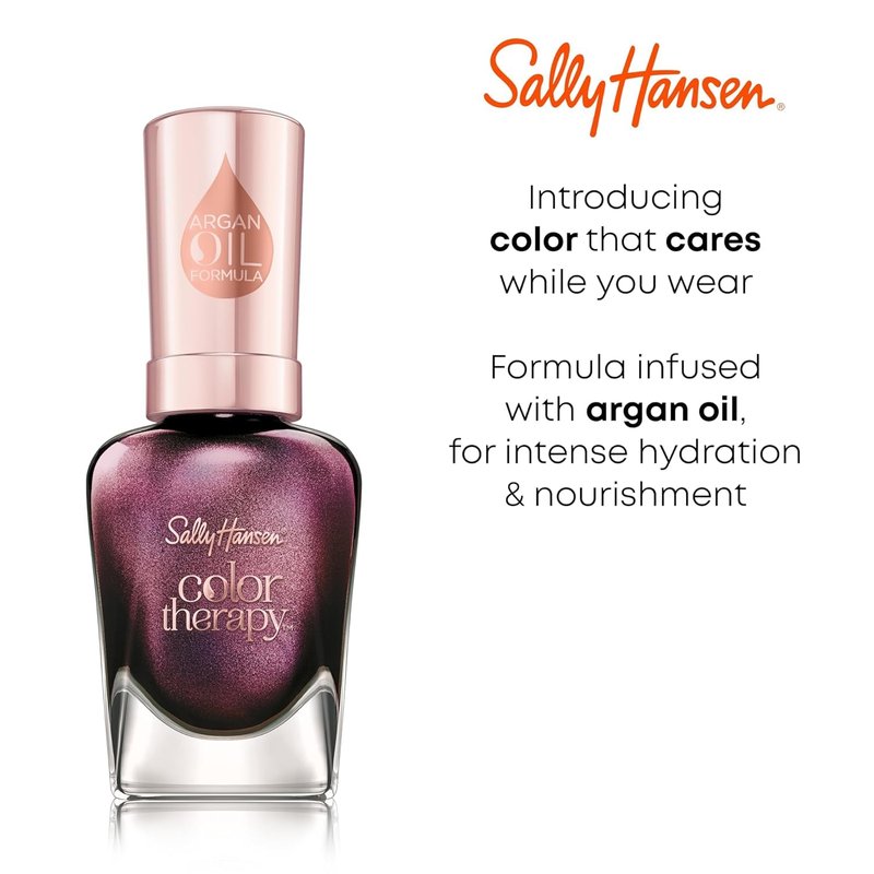 Sally Hansen Color Therapy Nail Polish - Long-Lasting Biotin & Argan Oil Formula | 210 Re-nude | Nude Pink Shade