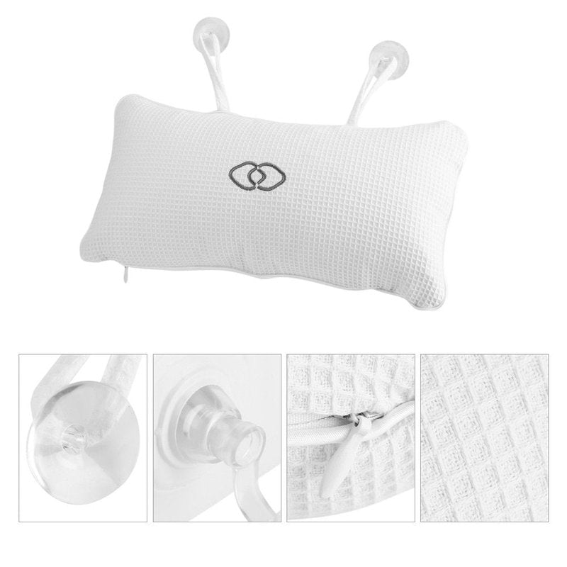 Nikou Bathtub Spa Pillow - Bath Cushion Bath Pillows White - Spa Pillow with Suction Cups,Supports Neck and Shoulders,for Hot Tub Home Spa Jacuzzi Bathtub Head Rest, Comfortable & Soft