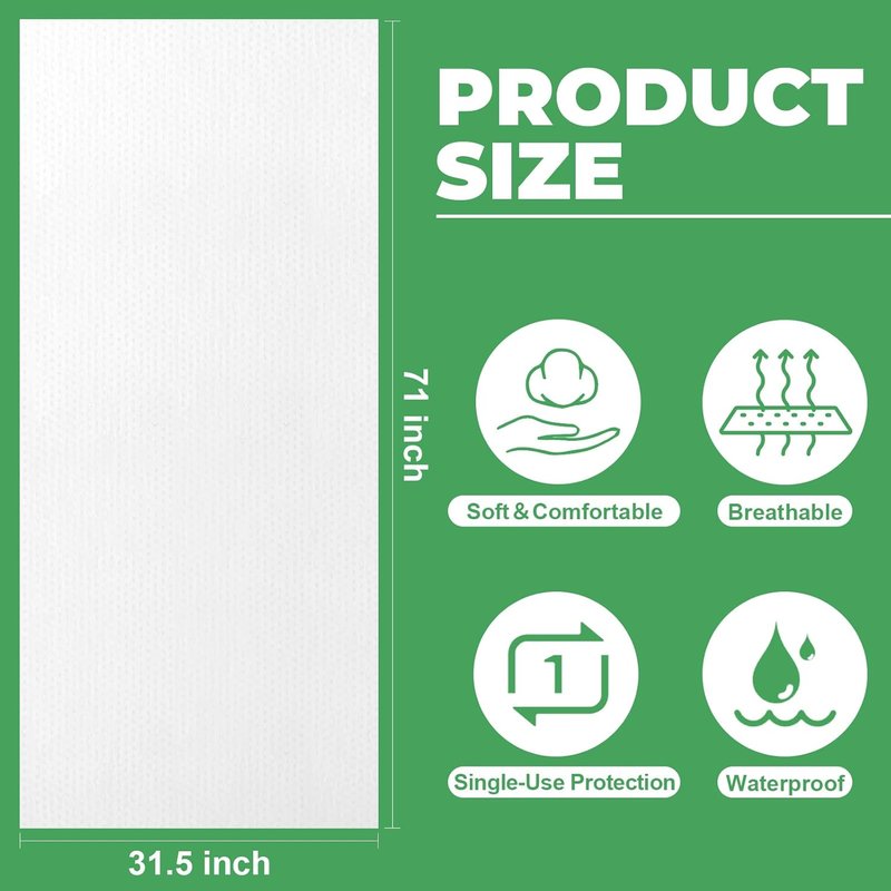 Skiennix Disposable Massage Table Sheets - 200 Pcs Non-Woven Fabric for Hygiene & Comfort | 31.5" x 71" White