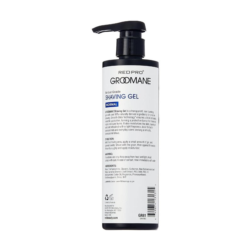 RED Pro GROOMANE Shaving Gel for Men - Non-Foaming Aloe Vera Formula for Smooth Shaves | 16.9 Fl. Oz.