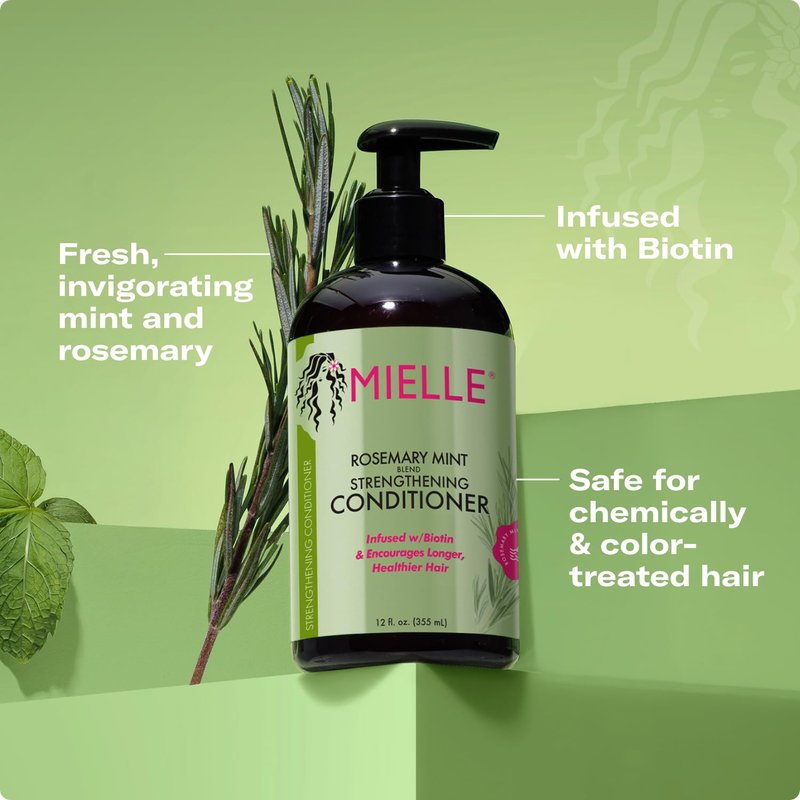 Mielle Organics Rosemary Mint Hair Conditioner - Biotin Infused Detangling & Hydrating Formula | 12 oz for Men & Women