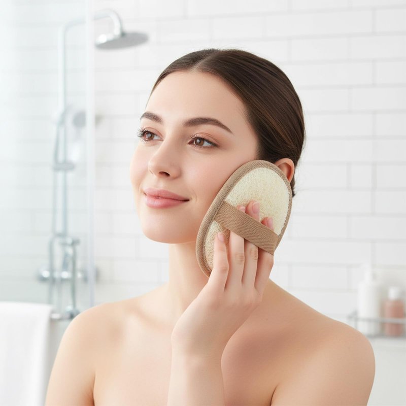 2Pcs Natural Loofah Exfoliating Body Scrubber, Made with Natural Egyptian Shower loofa Sponge, Shower Exfoliator for Women and Men, Loofah Exfoliating Body Scrubber for Bath