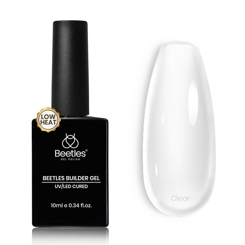 Beetles Low Heat Builder Nail Gel-Dew Glow Gentle Curing 8 in 1 Strengthening Natural Nail Building Instant Apex & Extension for Beginner DIY Salon at Home,Clear Gel Builder,UV & LED Lamp Needed