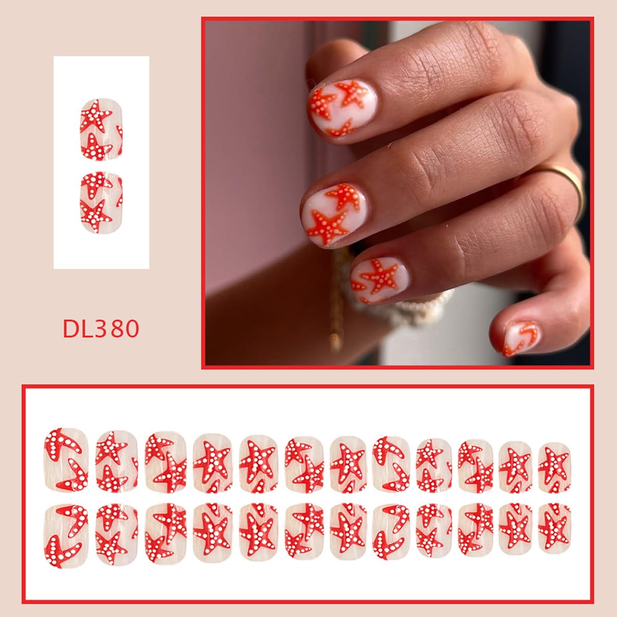 SYPFAG Press on Nails Fake Nails Flowers Press Ons Resuable Glossy Stick on Nails Full Cover Glue on Nails for Women