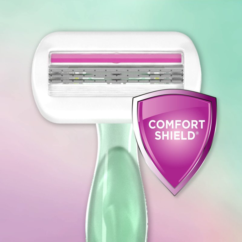 BIC Soleil Sensitive Women's Disposable Razors, 3 Blades With Moisture Strip For a Silky Smooth Shave, 6 Piece Razor Set