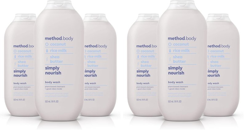 Method Body Wash,Simply Nourish,Paraben and Phthalate Free,18 oz,(Pack of 6)