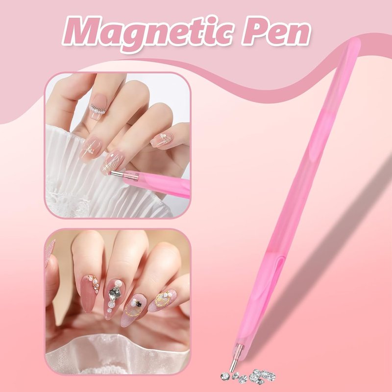 Joyzan Nail Magnet Tool Set - 6-in-1 Multifunctional Cat Eye & Heart Magnet Wand for DIY Nail Art