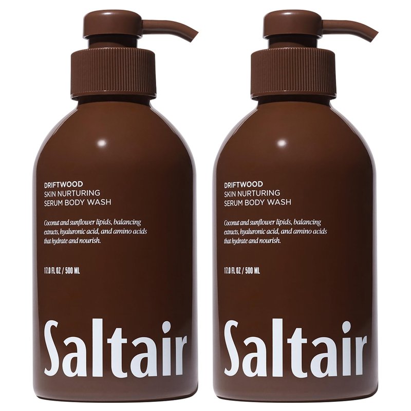 Saltair Body Wash 2-Pack – Moisturizing Body Wash with Hyaluronic Acid & Amino Acids – Scented Shower Gel for Women and Men – Driftwood Scent, 2x 17oz – Vegan, Cruelty-Free, Paraben-Free