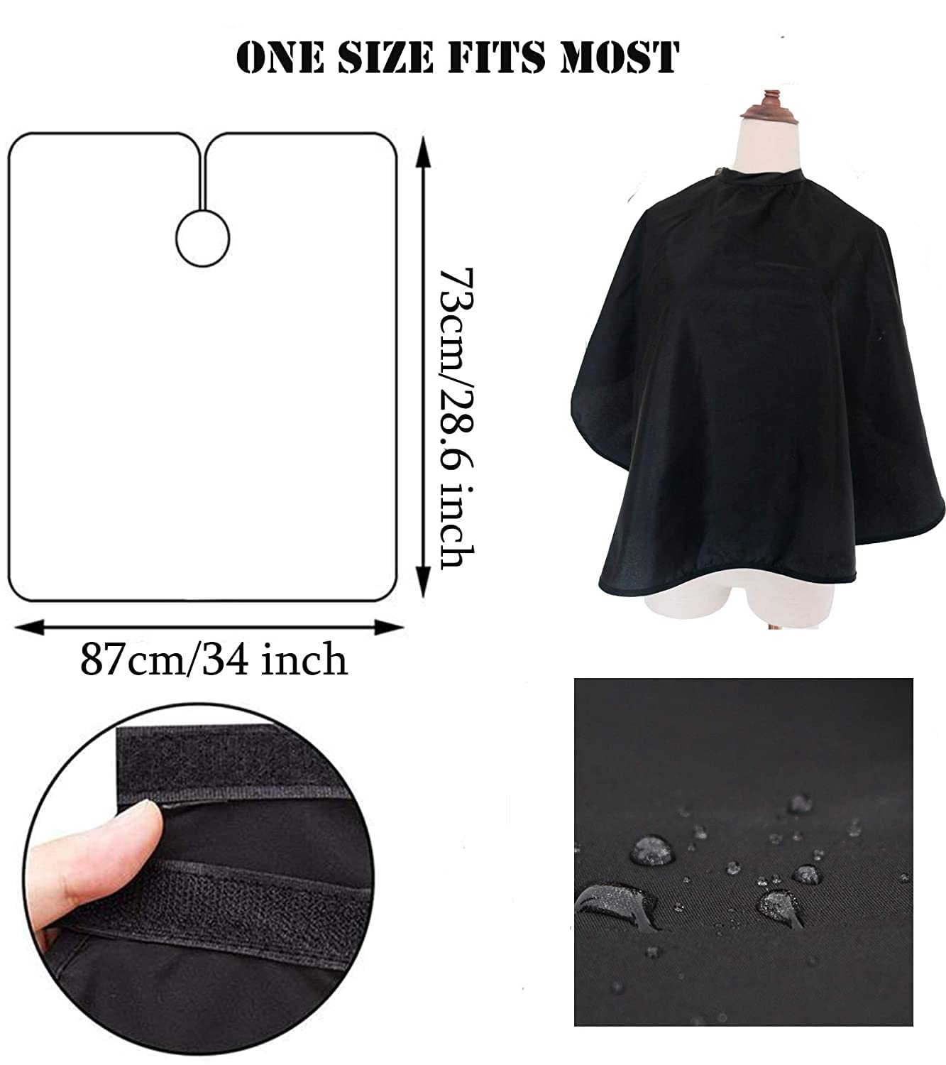 ST-BEST-P Hair Color Cape Makeup Haircut Salon Hairdresser Shampoo Capes Cutting Barber Cape for Men,Women,Clients (Black & White-2PCS)
