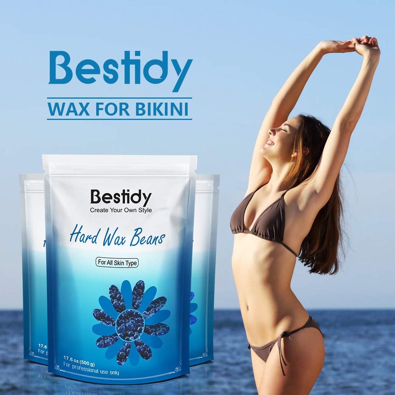Hard Wax Beads for Hair Removal - Coarse Hair Waxing Beads | 500g Refill for Home Waxing, All Body & Brazilian Areas, Sea Blue