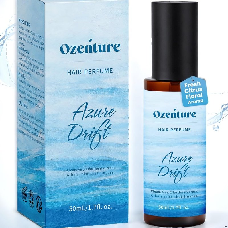 Ozenture Hair Perfume for Women - Fresh Citrus Floral Hair Mist, Lightweight Ocean Breeze Fragrance for Hair, Body, Wigs & Fabric, 1.7 oz
