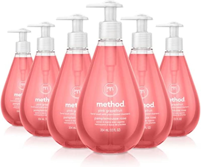 Method Gel Hand Soap - Pink Grapefruit Scent, Moisturizing Formula | 12 Fl Oz (Pack of 6)