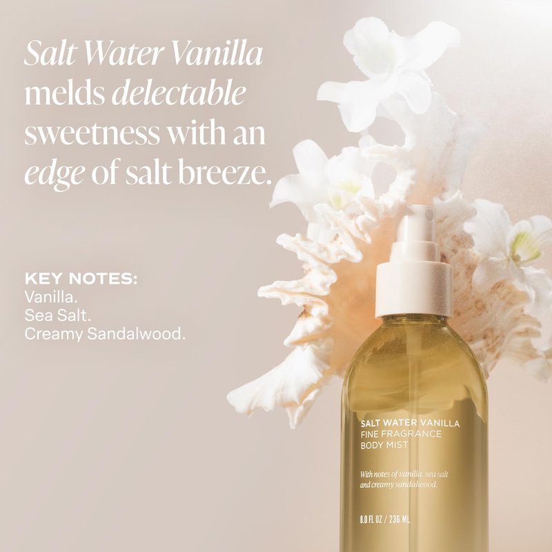 Saltair Body Mist 2 Pack - Lightweight Vanilla Scented Body Spray | Long-Lasting 8oz Bottles