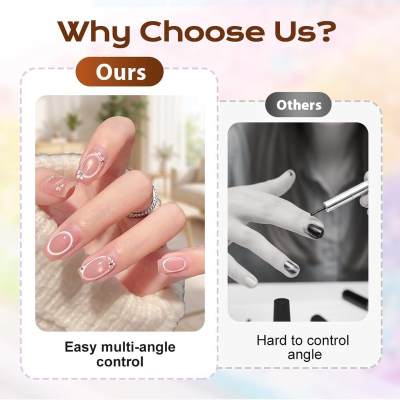 New Ring-Shaped Cat Eye Magnet for Nails,2026 NEW Strong Nail Magnet Tool,Y & Rin-gMagnet,Portable Hollow Circular Cat Eye for Home DIY, Beginners & Nail Artists (Square Ring + French magnet)