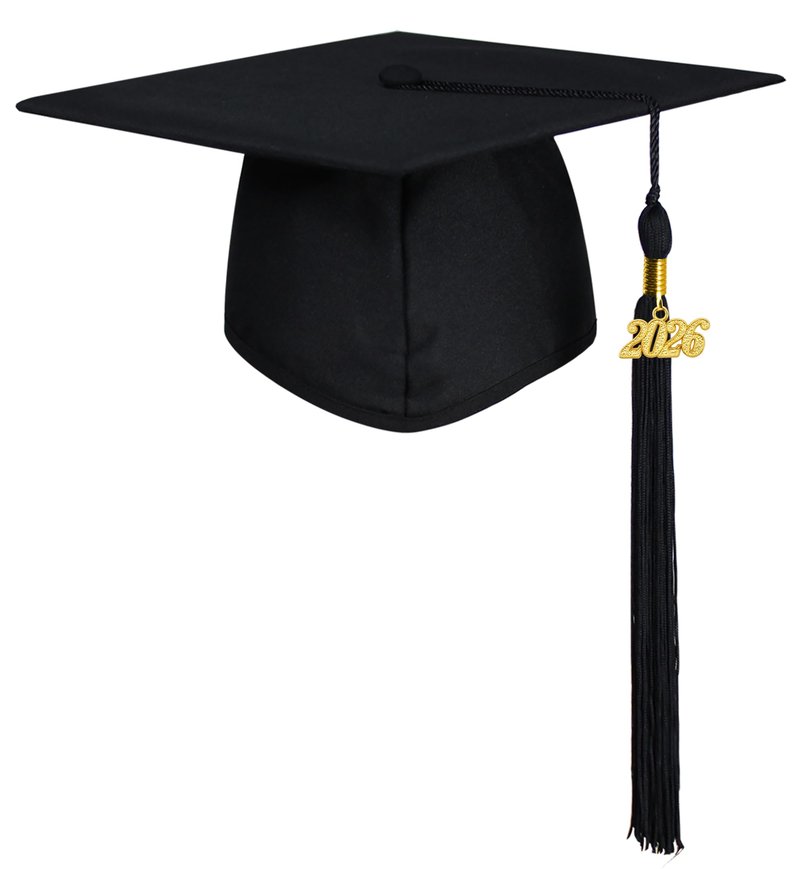 GraduationMall Unisex Adult Matte Graduation Cap with 2026 Tassel Black