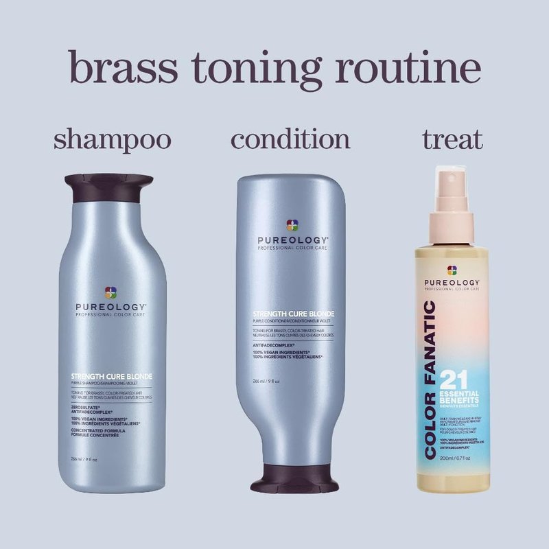 Pureology Strength Cure Blonde Purple Shampoo & Conditioner Bundle - Sulfate-Free, Vegan | 9 Fl. Oz. for Blonde & Color-Treated Hair
