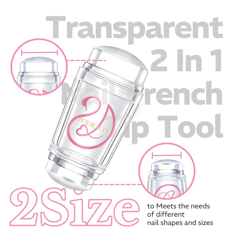 AZUREBEAUTY French Tip Stamp, 6Pcs French Tip Tool, Soft Silicone Nail Stamper, 2 in 1 French Manicure Kit with Nail Stamp Heads, Scraper and Replacement Heads, Nail Art Tools for Home DIY Salon