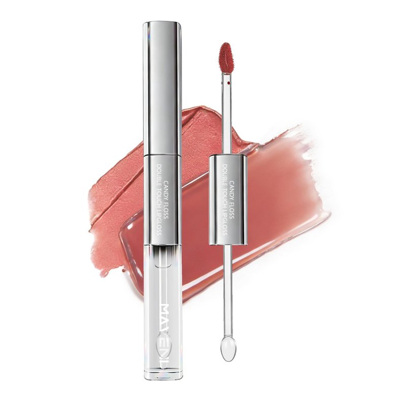 Maksure Double-Ended Lip Gloss – Nourishing Tinted Lip Oil for a High-Shine Finish, Plumps, Non-Sticky, Moisturizes Dry Lips, Vegan & Cruelty-Free Lip Makeup (05 Red Brown)