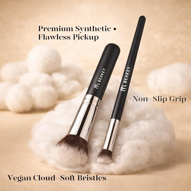 BEAKEY 13PCS Makeup Brush Set - Soft Synthetic Bristles for Smooth Application | Travel Kit with Case & Sponges