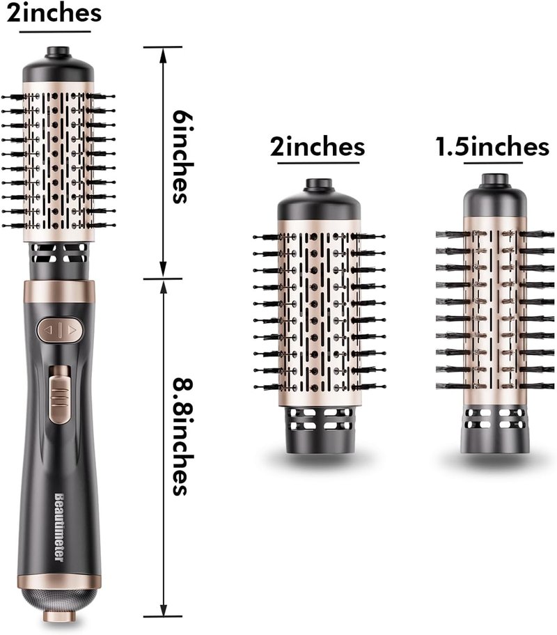 Beautimeter Hair Dryer Brush - 3-in-1 Rotating Blow Dryer Styler with 2-Inch & 1.5-Inch Brushes
