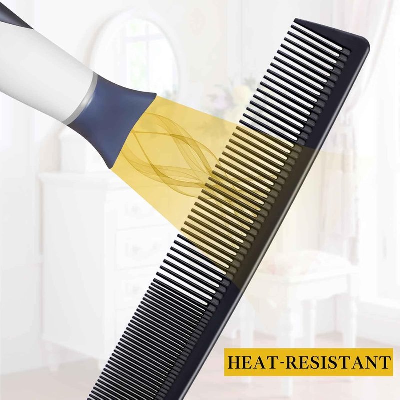 Premium Black Carbon Fiber Hair Comb Set - 4 Professional Combs for Teasing & Parting | All Hair Types