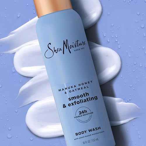 SheaMoisture Manuka Honey Oatmeal Body Wash Smooth & Exfoliating Smooth and Exfoliating body wash for 24H Visible Moisture for Healthy, Glowing Skin 18 oz