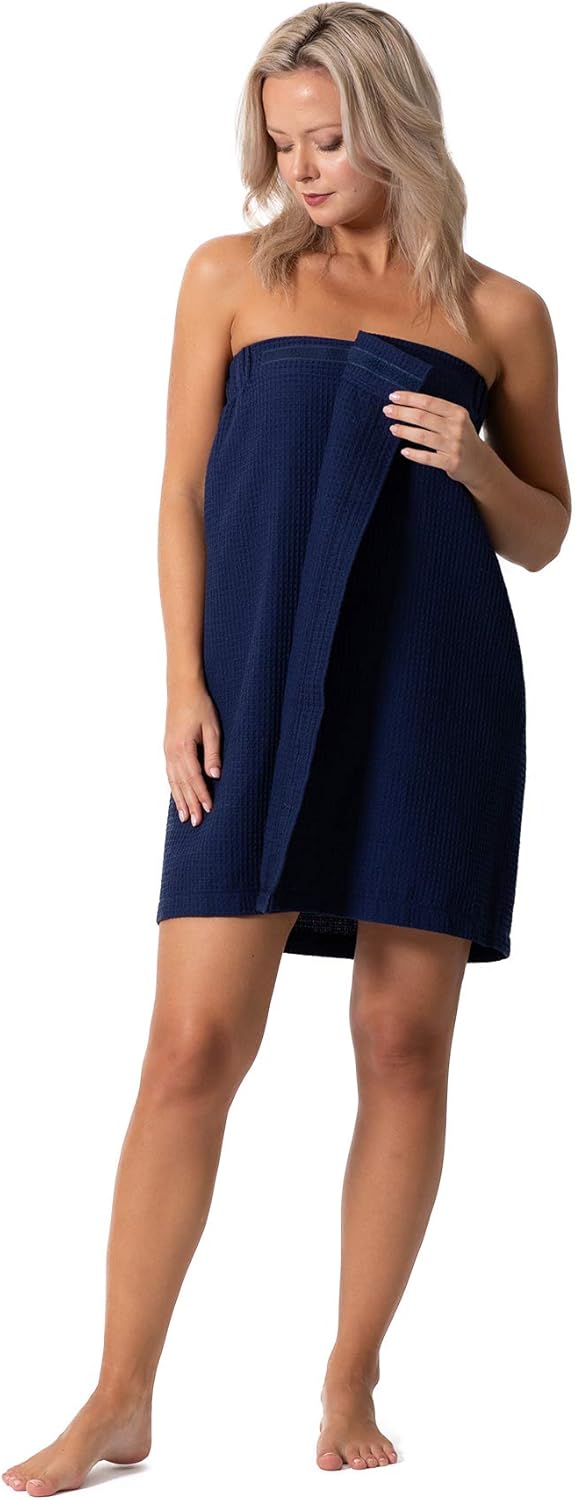 Turkish Linen Women's Waffle Spa Body Wrap - Adjustable Closure for Ultimate Comfort
