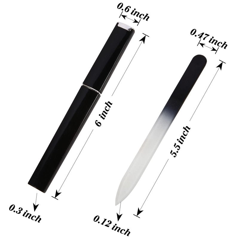 3 Pack Crystal Glass Fingernail File with Case for Natural Nail Professional Czech Glass File Double-Sided Etched Gentle Nail Care Stocking Stuffers for Women or Adults, Unique Gifts